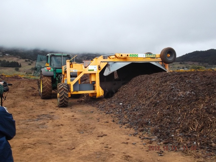 Retournement de compost - Médine, Île-Maurice